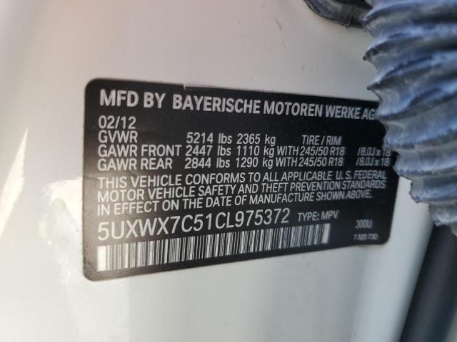 Продаж на аукціоні авто 2012 Bmw X3 Xdrive35i, vin: 5UXWX7C51CL975372, номер лоту: 50505844