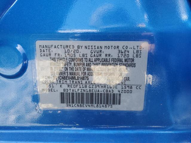 2021 Nissan Versa Sv მანქანა იყიდება აუქციონზე, vin: 3N1CN8EV4ML814875, აუქციონის ნომერი: 52033954