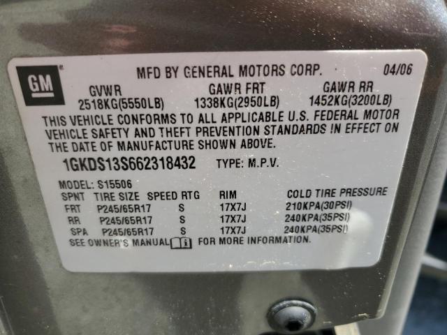 51034754 :رقم المزاد ، 1GKDS13S662318432 vin ، 2006 Gmc Envoy مزاد بيع
