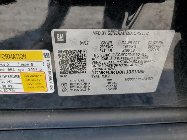 2017 Chevrolet Traverse Premier მანქანა იყიდება აუქციონზე, vin: 1GNKRJKD0HJ331355, აუქციონის ნომერი: 51267034