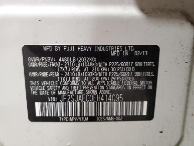 2014 Subaru Forester 2.5i Premium მანქანა იყიდება აუქციონზე, vin: JF2SJAEC0EH414095, აუქციონის ნომერი: 52645614