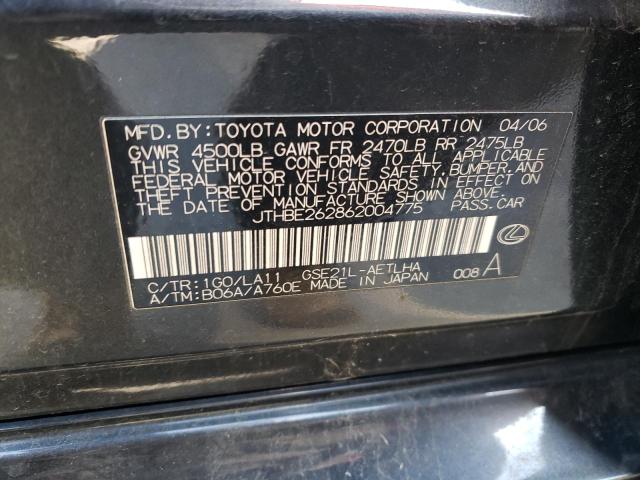 49625284 :رقم المزاد ، JTHBE262862004775 vin ، 2006 Lexus Is 350 مزاد بيع