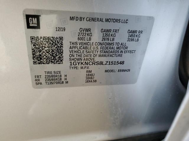 50813934 :رقم المزاد ، 1GYKNCRS8LZ151548 vin ، 2020 Cadillac Xt5 Premium Luxury مزاد بيع