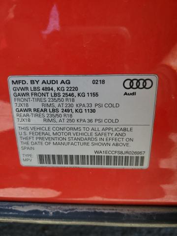 51109744 :رقم المزاد ، WA1ECCFS8JR026957 vin ، 2018 Audi Q3 Premium مزاد بيع
