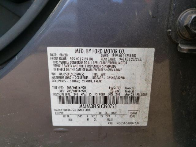 2020 Ford Ecosport S მანქანა იყიდება აუქციონზე, vin: MAJ6S3FL5LC390755, აუქციონის ნომერი: 49783114