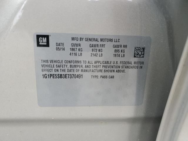 50036964 :رقم المزاد ، 1G1PE5SB3E7370491 vin ، 2014 Chevrolet Cruze Lt مزاد بيع