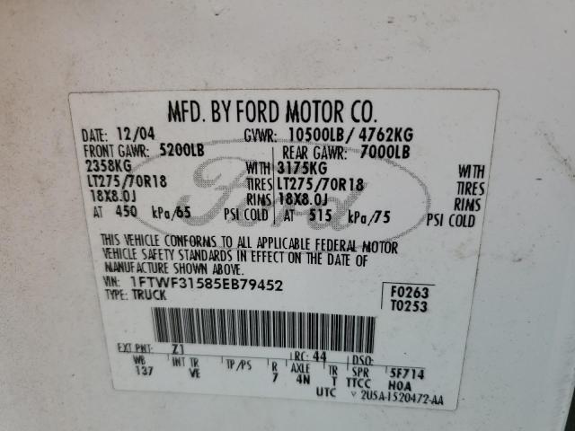 49736444 :رقم المزاد ، 1FTWF31585EB79452 vin ، 2005 Ford F350 Srw Super Duty مزاد بيع