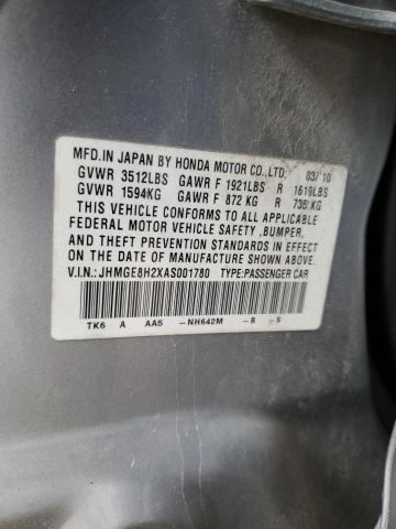 Aukcja sprzedaży 2010 Honda Fit, vin: JHMGE8H2XAS001780, numer aukcji: 54019425