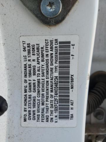 Продаж на аукціоні авто 2017 Honda Civic, vin: 19XFC2F74HE048234, номер лоту: 53507375