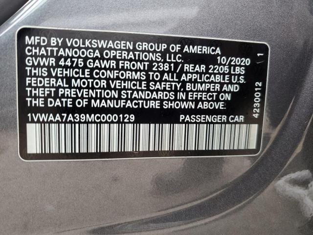 Продаж на аукціоні авто 2021 Volkswagen Passat, vin: 1VWAA7A39MC000129, номер лоту: 54566705