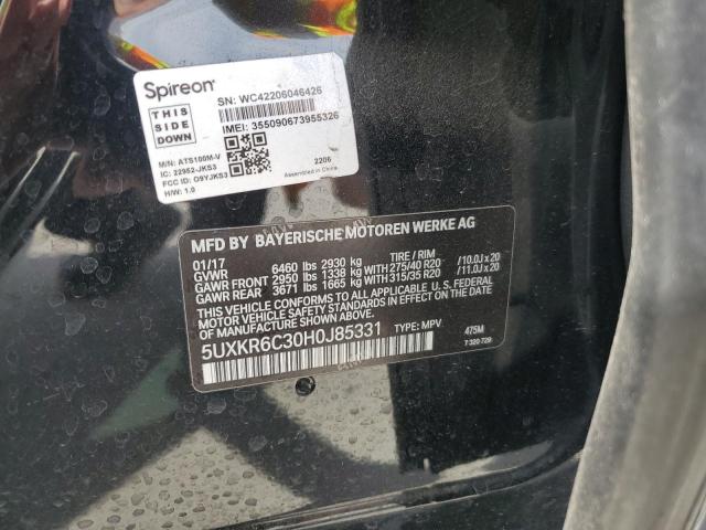 52545565 :رقم المزاد ، 5UXKR6C30H0J85331 vin ، 2017 Bmw X5 مزاد بيع