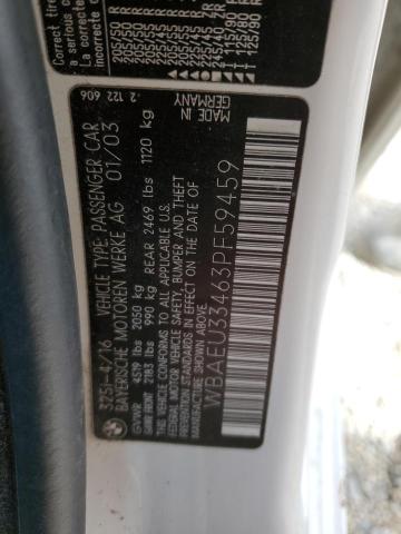 53407095 :رقم المزاد ، WBAEU33463PF59459 vin ، 2003 Bmw 325 Xi مزاد بيع