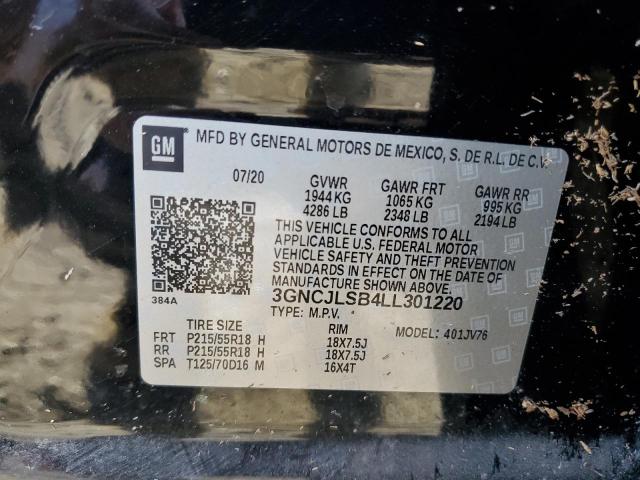53559365 :رقم المزاد ، 3GNCJLSB4LL301220 vin ، 2020 Chevrolet Trax 1lt مزاد بيع