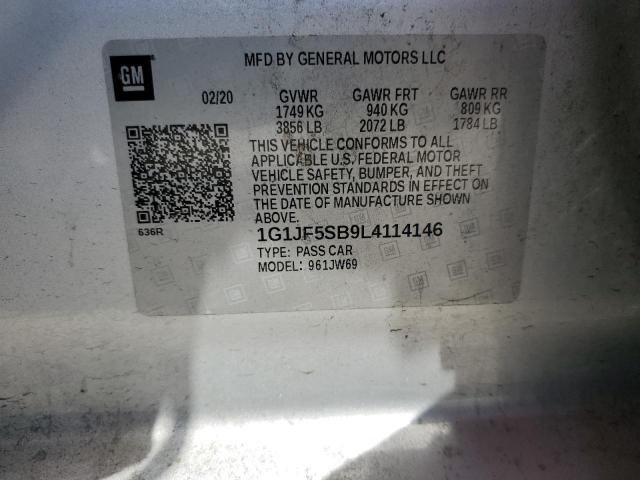 53987985 :رقم المزاد ، 1G1JF5SB9L4114146 vin ، 2020 Chevrolet Sonic Prem مزاد بيع
