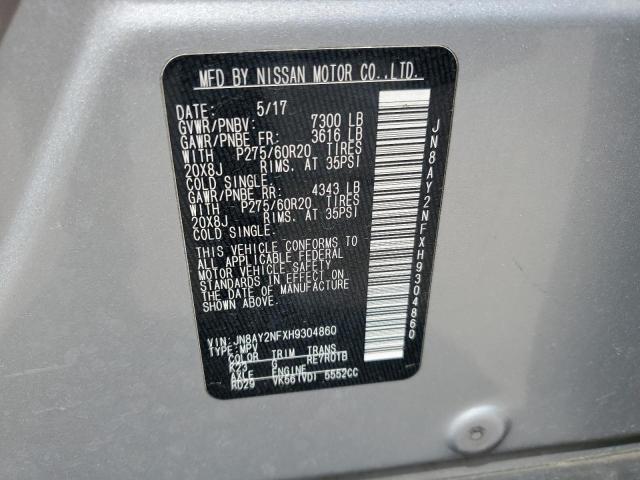 Продажа на аукционе авто 2017 Nissan Armada Pla, vin: JN8AY2NFXH9304860, номер лота: 52172925