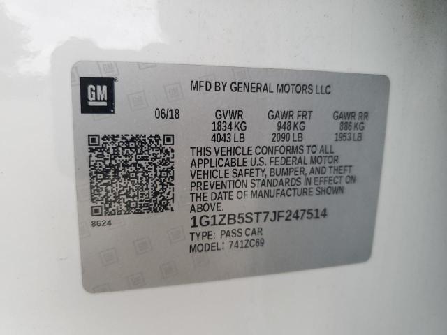 Auction sale of the 2018 Chevrolet Malibu, vin: 1G1ZB5ST7JF247514, lot number: 51252545