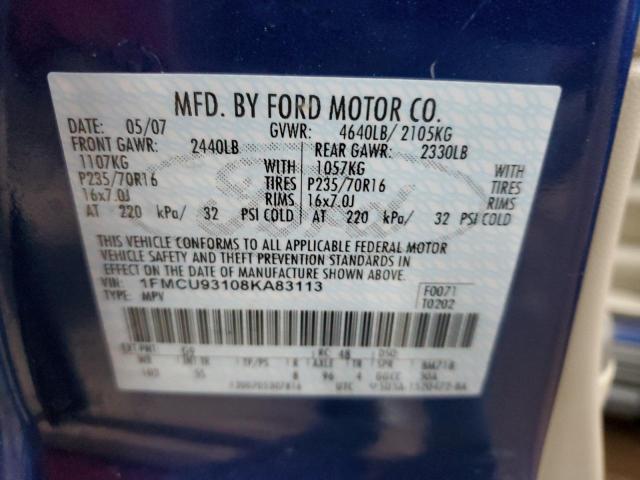 2008 Ford Escape მანქანა იყიდება აუქციონზე, vin: 1FMCU93108KA83113, აუქციონის ნომერი: 52531165