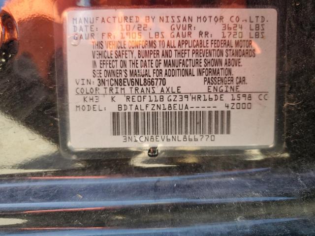 95784915 :رقم المزاد ، 3N1CN8EV6NL866770 vin ، 2022 Nissan Versa Sv مزاد بيع