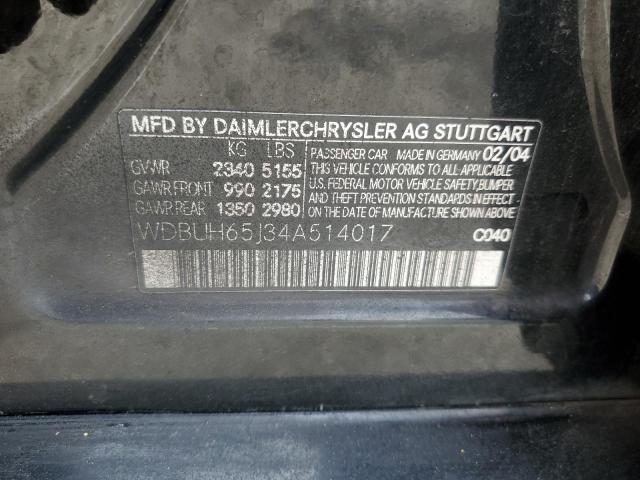 51956115 :رقم المزاد ، WDBUH65J34A514017 vin ، 2004 Mercedes-benz E مزاد بيع