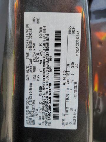 2018 Ford Escape Sel მანქანა იყიდება აუქციონზე, vin: 1FMCU9HD3JUA33738, აუქციონის ნომერი: 53071285
