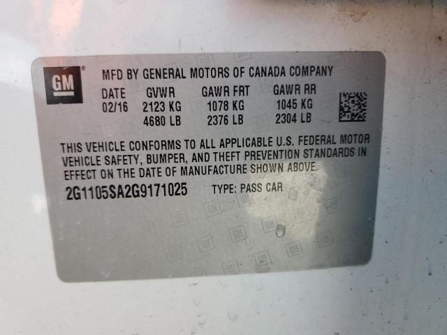 Продаж на аукціоні авто 2016 Chevrolet Impala, vin: 2G1105SA2G9171025, номер лоту: 54241285