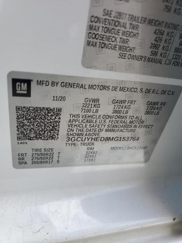 Продажа на аукционе авто 2021 Chevrolet Silverado, vin: 3GCUYHED8MG153764, номер лота: 53991025