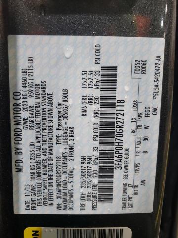 54838095 :رقم المزاد ، 3FA6P0H70GR272118 vin ، 2016 Ford Fusion Se مزاد بيع