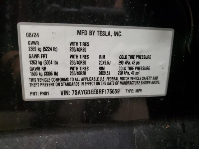 Aukcja sprzedaży 2024 Tesla Model Y, vin: 7SAYGDEE8RF176659, numer aukcji: 52205575