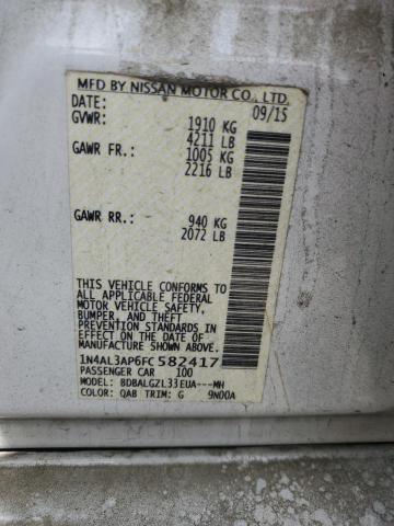 2015 Nissan Altima მანქანა იყიდება აუქციონზე, vin: 1N4AL3AP6FC582417, აუქციონის ნომერი: 54731685