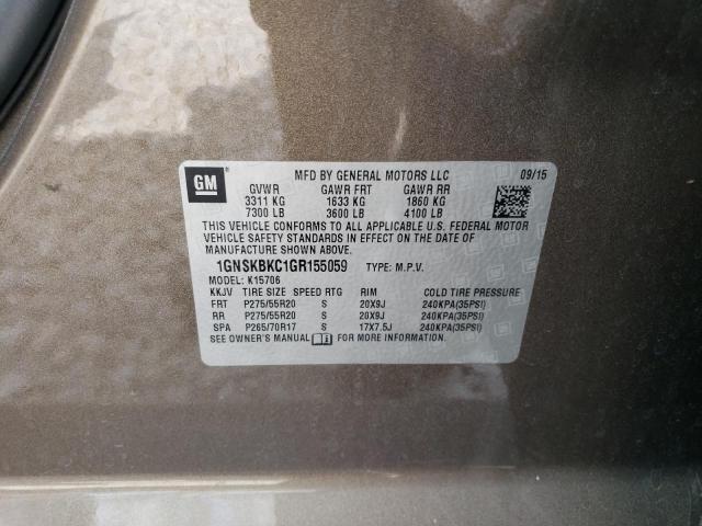 2016 Chevrolet Tahoe მანქანა იყიდება აუქციონზე, vin: 1GNSKBKC1GR155059, აუქციონის ნომერი: 54740815