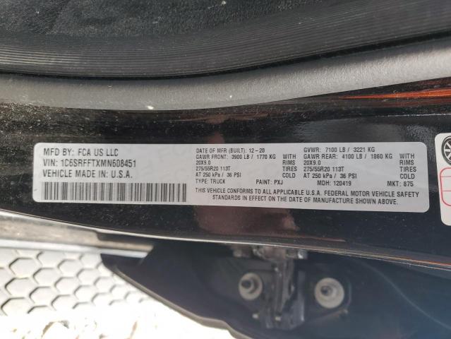 Продаж на аукціоні авто 2021 Ram 1500, vin: 1C6SRFFTXMN608451, номер лоту: 54874715