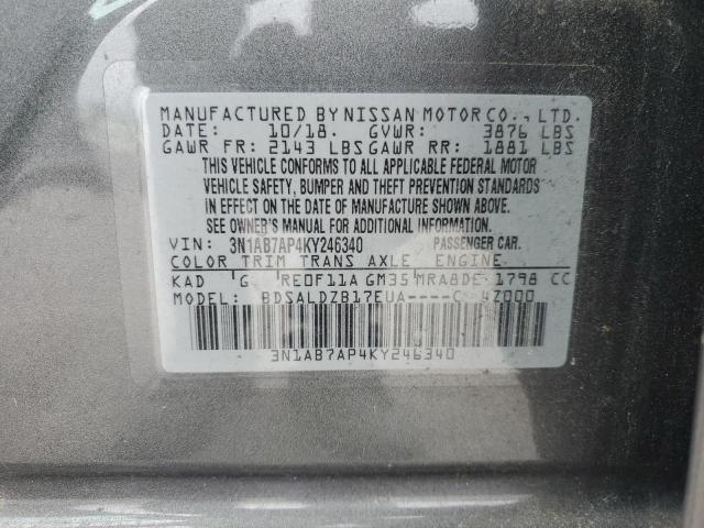 52889615 :رقم المزاد ، 3N1AB7AP4KY246340 vin ، 2019 Nissan Sentra مزاد بيع