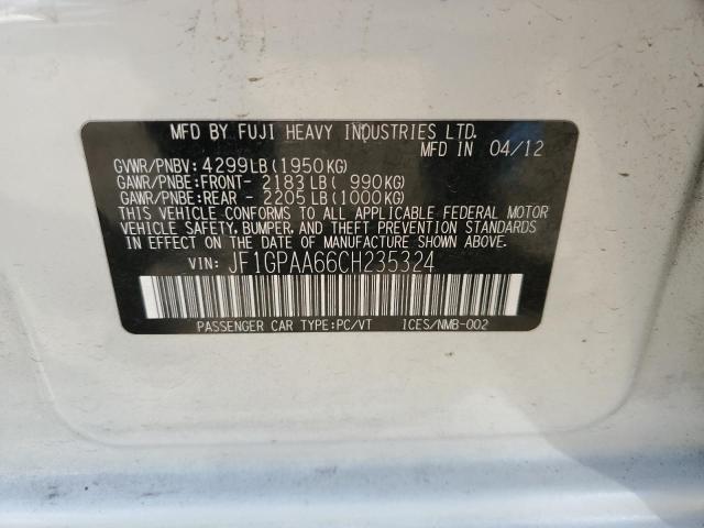 Продажа на аукционе авто 2012 Subaru Impreza, vin: JF1GPAA66CH235324, номер лота: 54070335