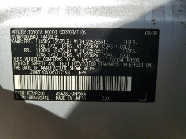 49865245 :رقم المزاد ، JTMZF4DVXA5017198 vin ، 2010 Toyota Rav4 مزاد بيع