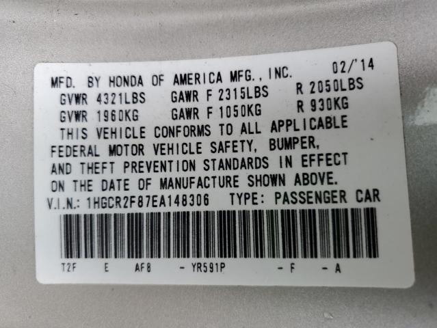 Продажа на аукционе авто 2014 Honda Accord Exl, vin: 1HGCR2F87EA148306, номер лота: 53393095