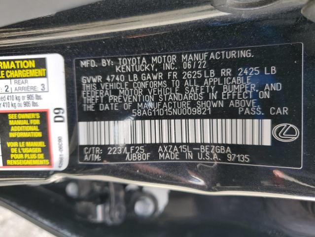 Продажа на аукционе авто 2022 Lexus Es 250 Bas, vin: 58AG11D15NU009821, номер лота: 52143145