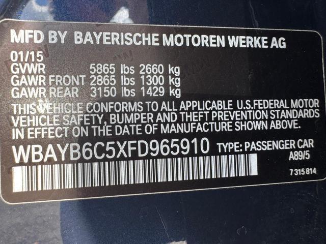 Auction sale of the 2015 Bmw 750 Xi, vin: WBAYB6C5XFD965910, lot number: 55407895