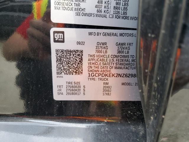Aukcja sprzedaży 2022 Chevrolet Silverado, vin: 1GCPDKEK2NZ629805, numer aukcji: 54411385