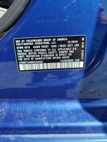 Продажа на аукционе авто 2017 Volkswagen Passat, vin: 1VWBT7A35HC024531, номер лота: 51480115