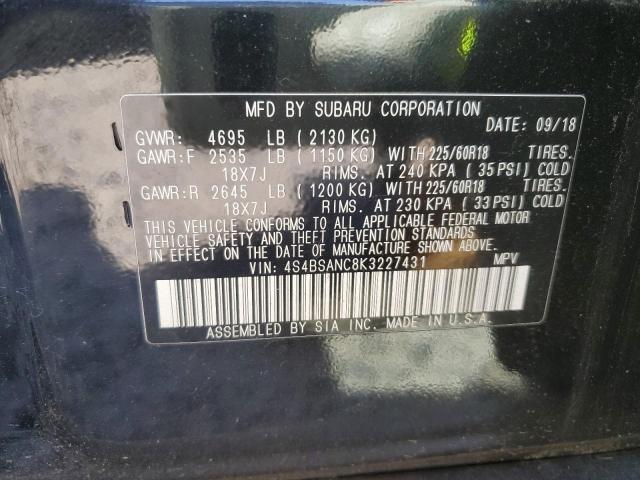 53571805 :رقم المزاد ، 4S4BSANC8K3227431 vin ، 2019 Subaru Other مزاد بيع
