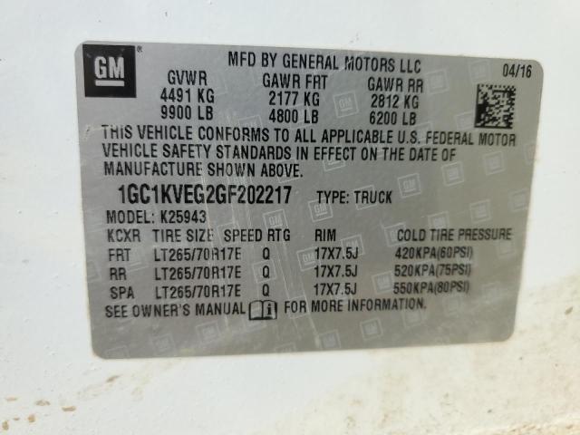 53902035 :رقم المزاد ، 1GC1KVEG2GF202217 vin ، 2016 Chevrolet Silverado مزاد بيع