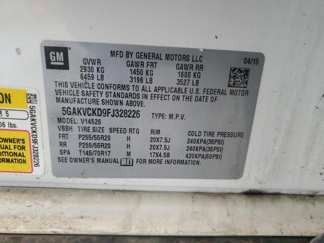 2015 Buick Enclave მანქანა იყიდება აუქციონზე, vin: 5GAKVCKD9FJ328226, აუქციონის ნომერი: 52035875