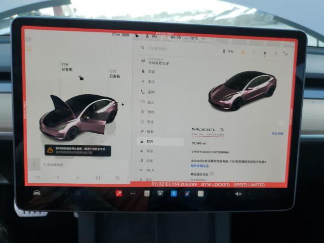 Продаж на аукціоні авто 2022 Tesla Model 3, vin: 5YJ3E1EC3NF209099, номер лоту: 52591435