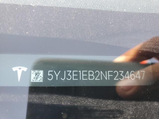 Продажа на аукционе авто 2022 Tesla Model 3, vin: 5YJ3E1EB2NF234647, номер лота: 52140285
