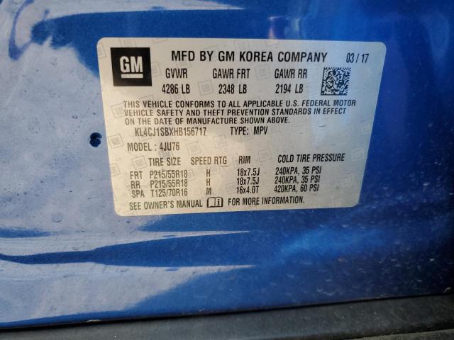 2017 Buick Encore მანქანა იყიდება აუქციონზე, vin: KL4CJ1SBXHB156717, აუქციონის ნომერი: 50326295