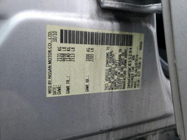 51610265 :رقم المزاد ، 1N4AA5AP1BC815194 vin ، 2011 Nissan Maxima مزاد بيع