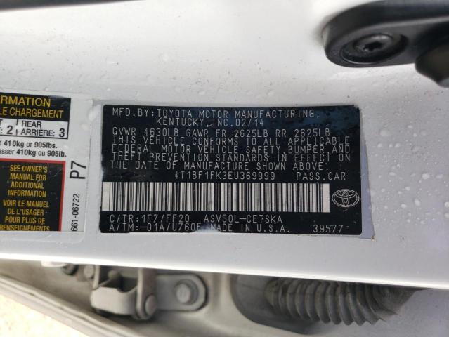Aukcja sprzedaży 2014 Toyota Camry L, vin: 4T1BF1FK3EU369999, numer aukcji: 53882445