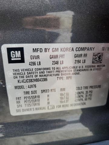 2017 Buick Encore Ess მანქანა იყიდება აუქციონზე, vin: KL4CJCSB2HB043386, აუქციონის ნომერი: 53106675