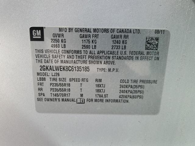 Aukcja sprzedaży 2012 Gmc Terrain, vin: 2GKALWEK8C6135185, numer aukcji: 50827145