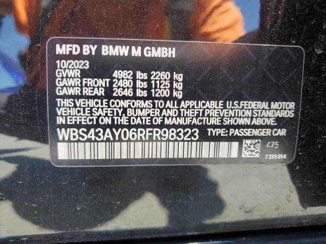 Продаж на аукціоні авто 2024 Bmw M3, vin: WBS43AY06RFR98323, номер лоту: 52754305
